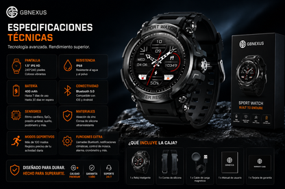 GBNexus Titan Pro Smartwatch Rugerizado con Llamadas Bluetooth