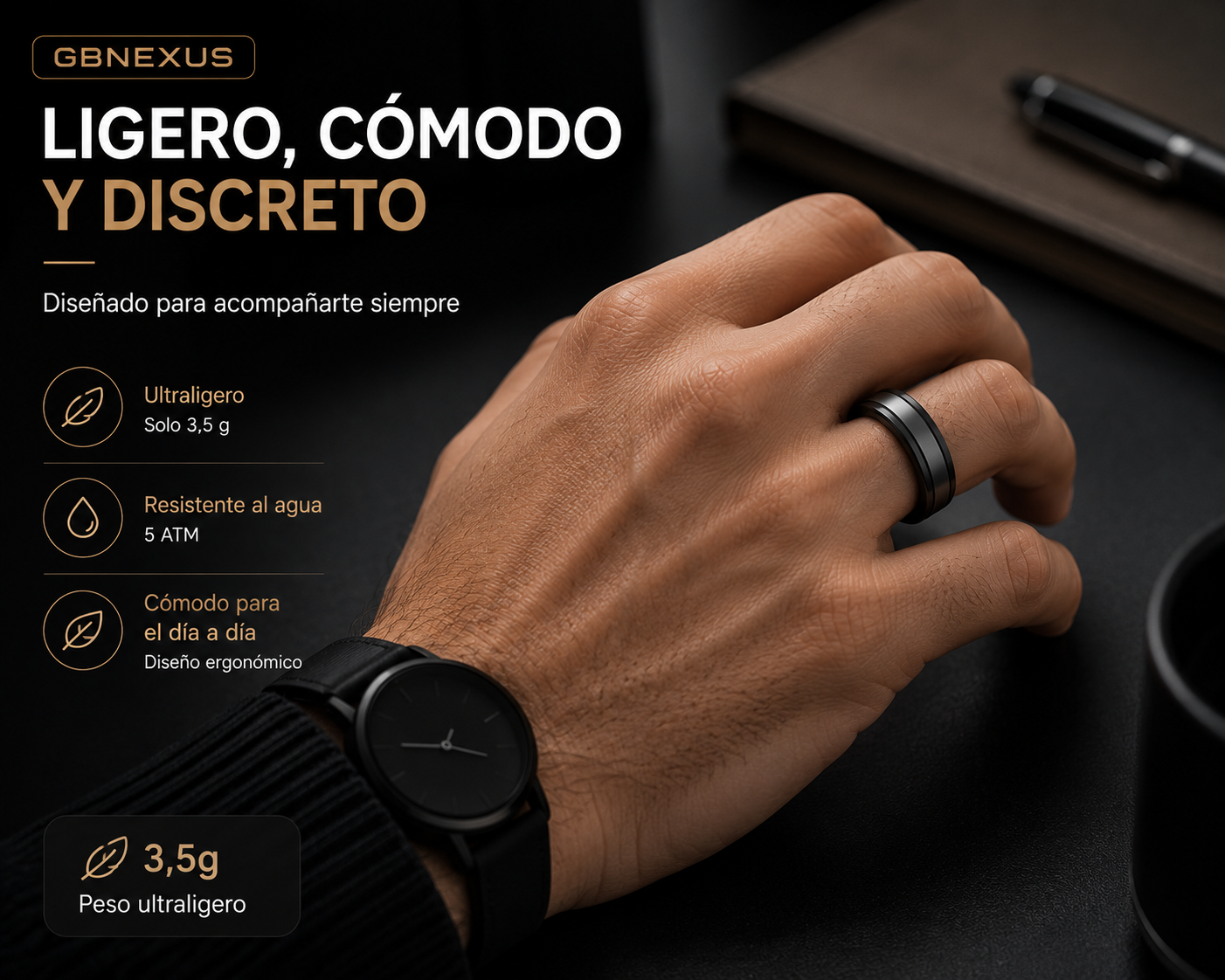 GBNexus Smart Ring Pro – Anillo Inteligente Premium para Salud y Deporte