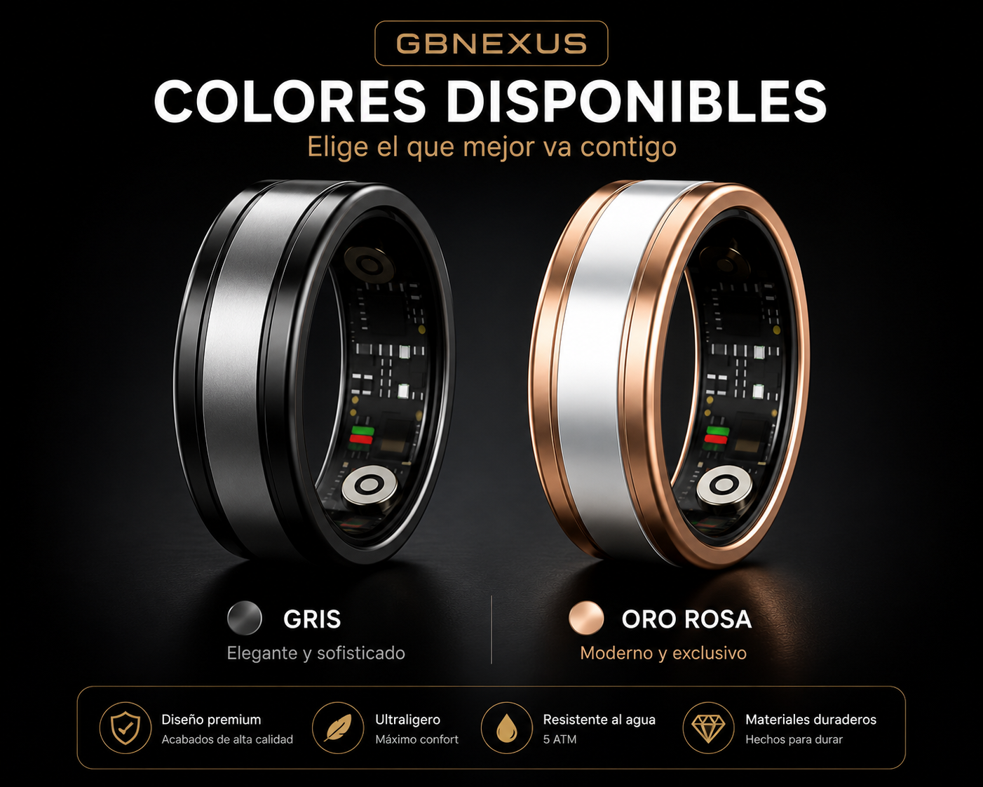 GBNexus Smart Ring Pro – Anillo Inteligente Premium para Salud y Deporte