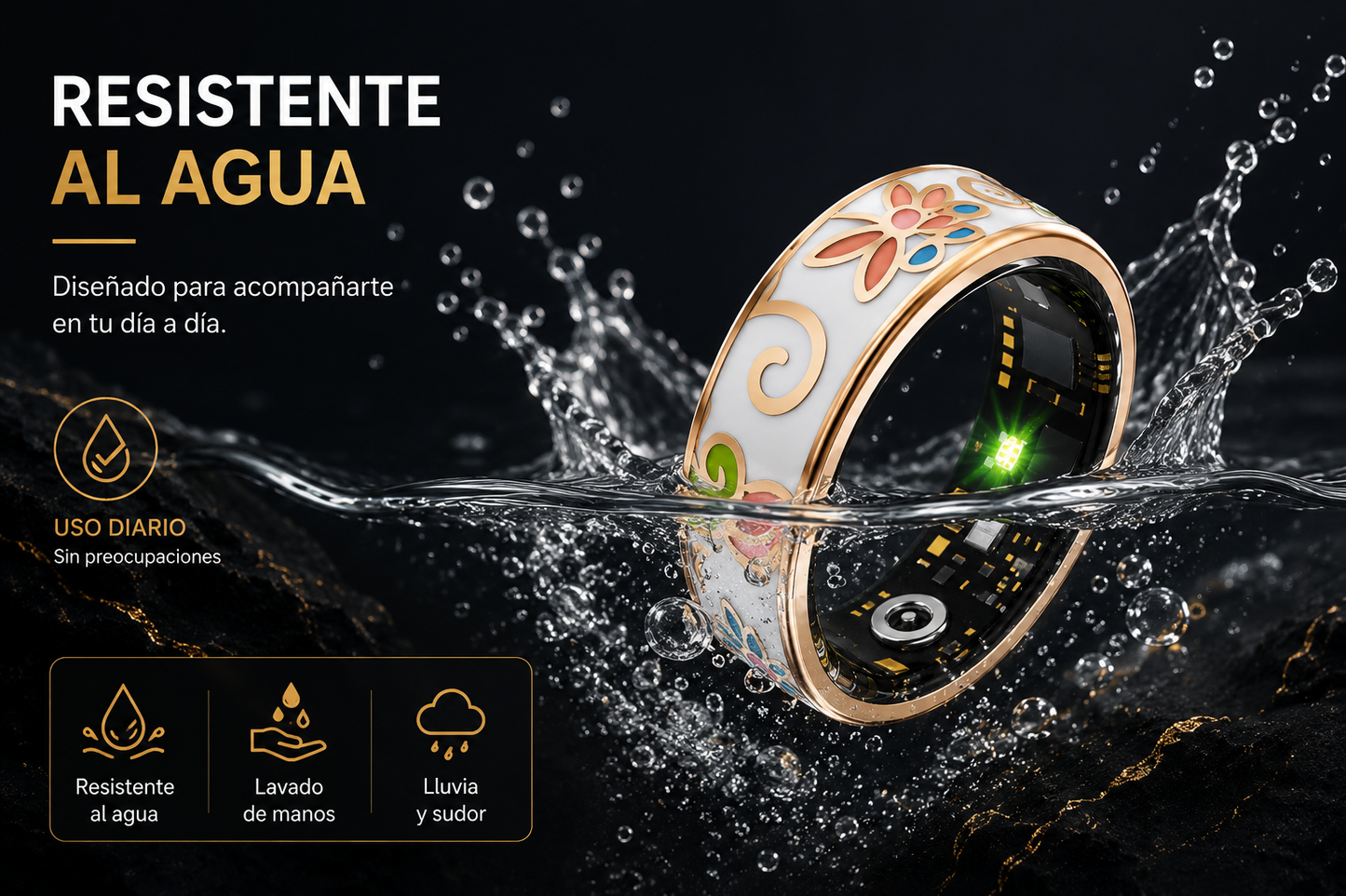 GBNexus Flora Smart Ring – Anillo Inteligente Premium con Diseño Mariposa | iOS y Android