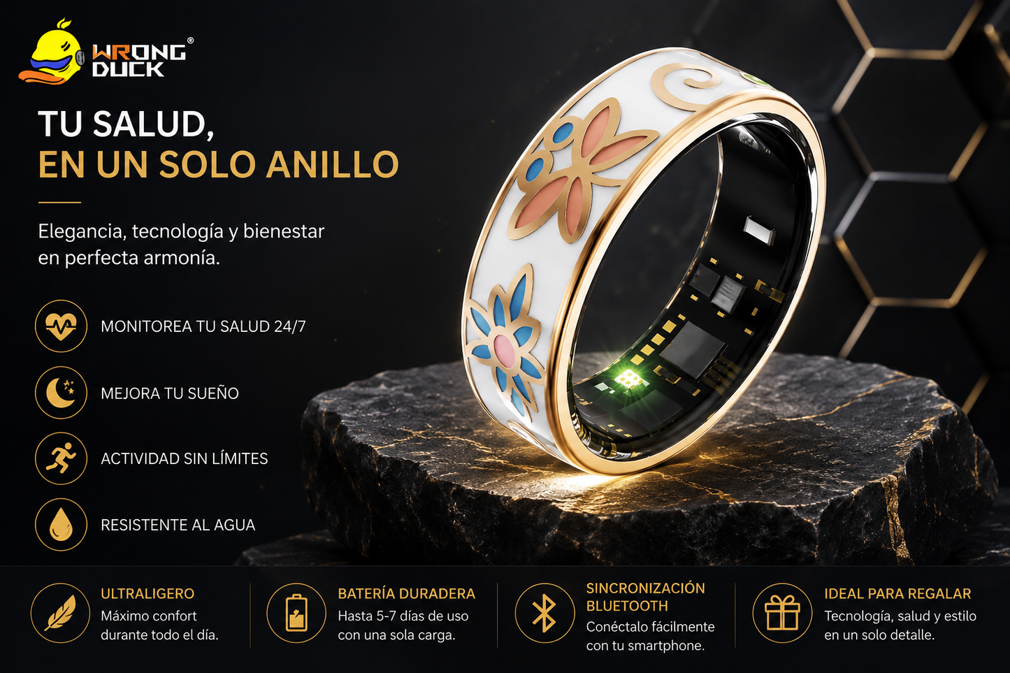 GBNexus Flora Smart Ring – Anillo Inteligente Premium con Diseño Mariposa | iOS y Android