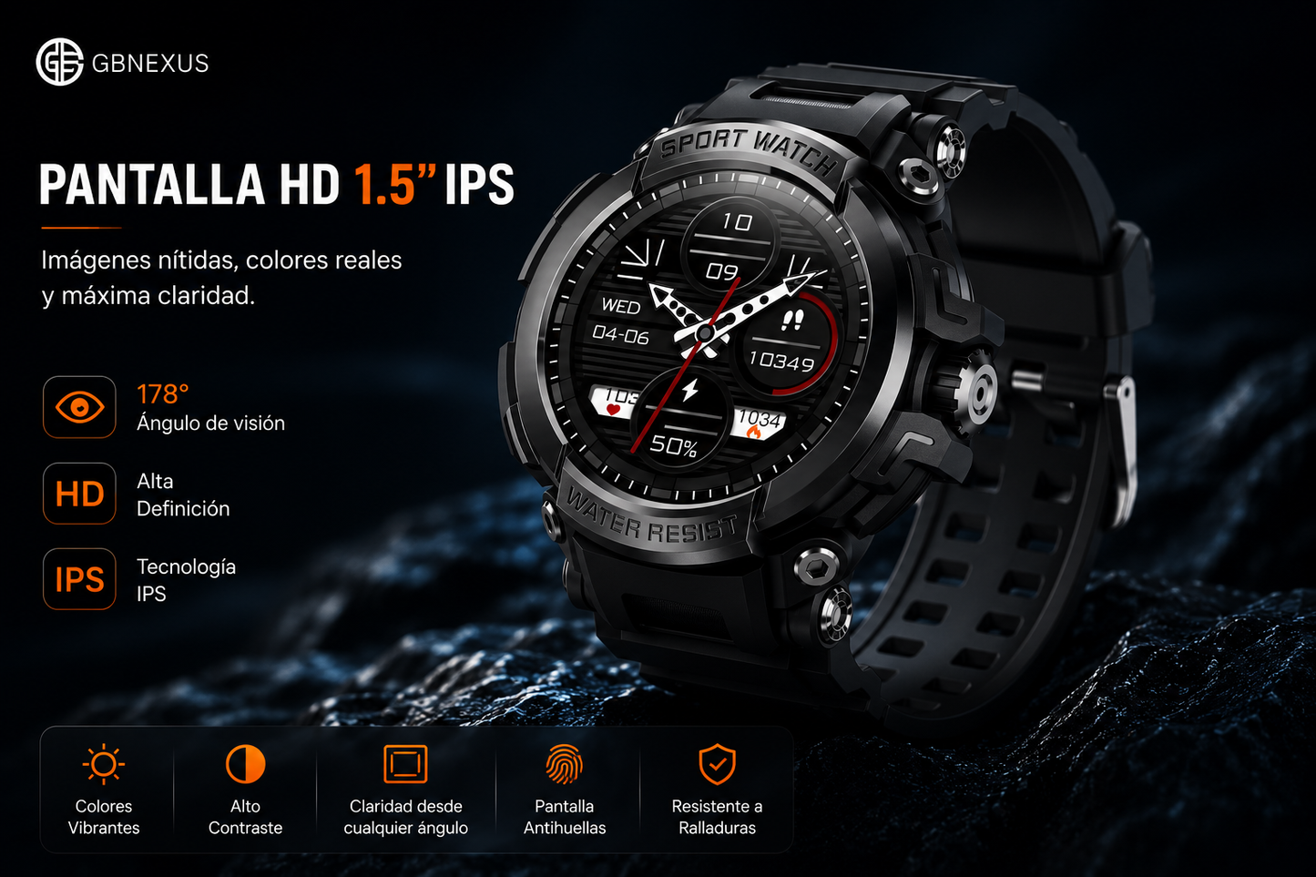 GBNexus Titan Pro Smartwatch Rugerizado con Llamadas Bluetooth
