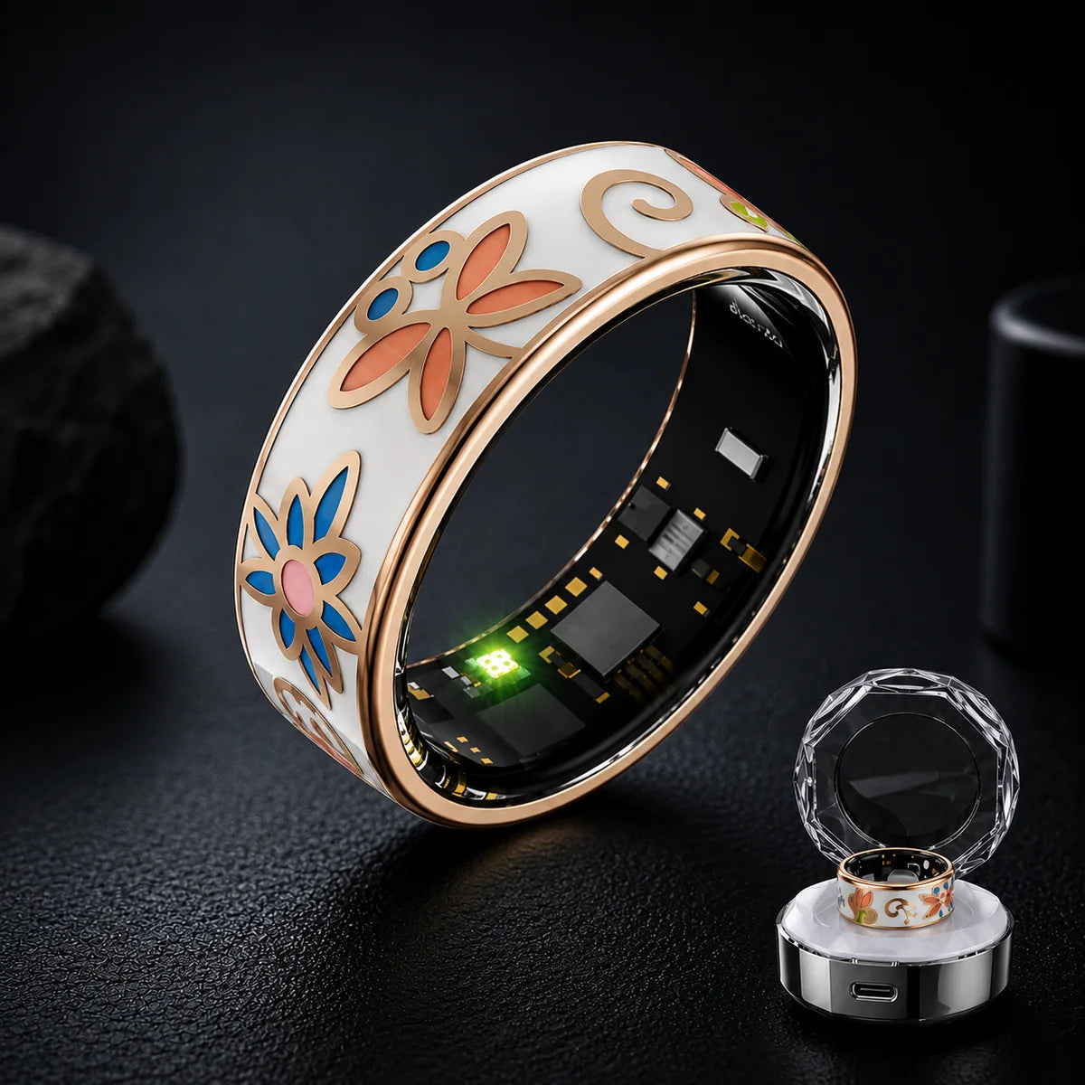GBNexus Flora Smart Ring – Anillo Inteligente Premium con Diseño Mariposa | iOS y Android